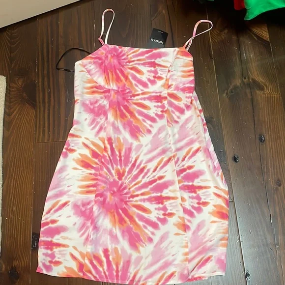 Forever 21 | Dresses | Pink And Orange Tiedye Mini Silk Dress From Forever  2 | Poshmark